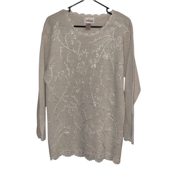 🌹WORTHINGTON EMBROIDERY PEARL SWEATER - Picture 1 of 6